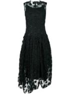 Simone Rocha Floral Embroidered Long Sheer Dress, Women's, Size: 14, Black, Polyamide/polyester/nylon/spandex/elastane