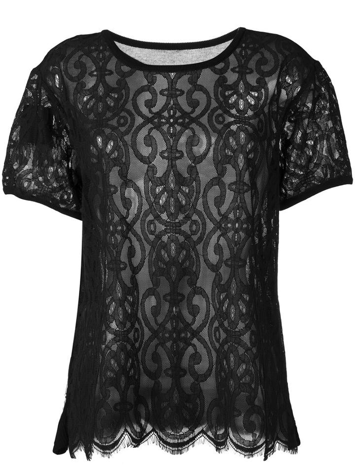Twin-set Lace T-shirt, Women's, Size: Xl, Black, Cotton