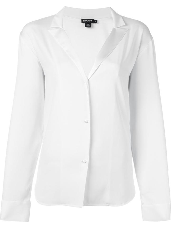 Dkny Notched Lapels Blouse