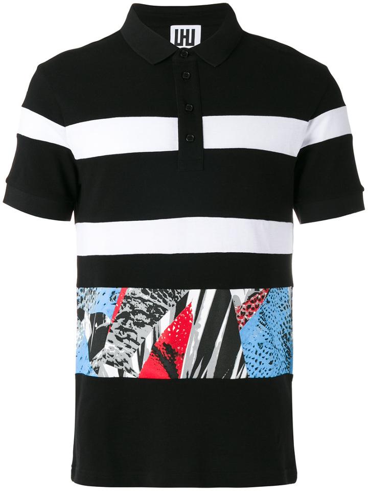 Les Hommes Urban Multi-print Polo Top, Men's, Size: Xl, Black, Cotton