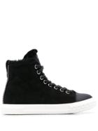 Giuseppe Zanotti Faux Fur Trim Sneakers - Black