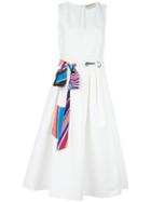 Emilio Pucci V-neck Dress, Women's, Size: 42, White, Silk/cotton