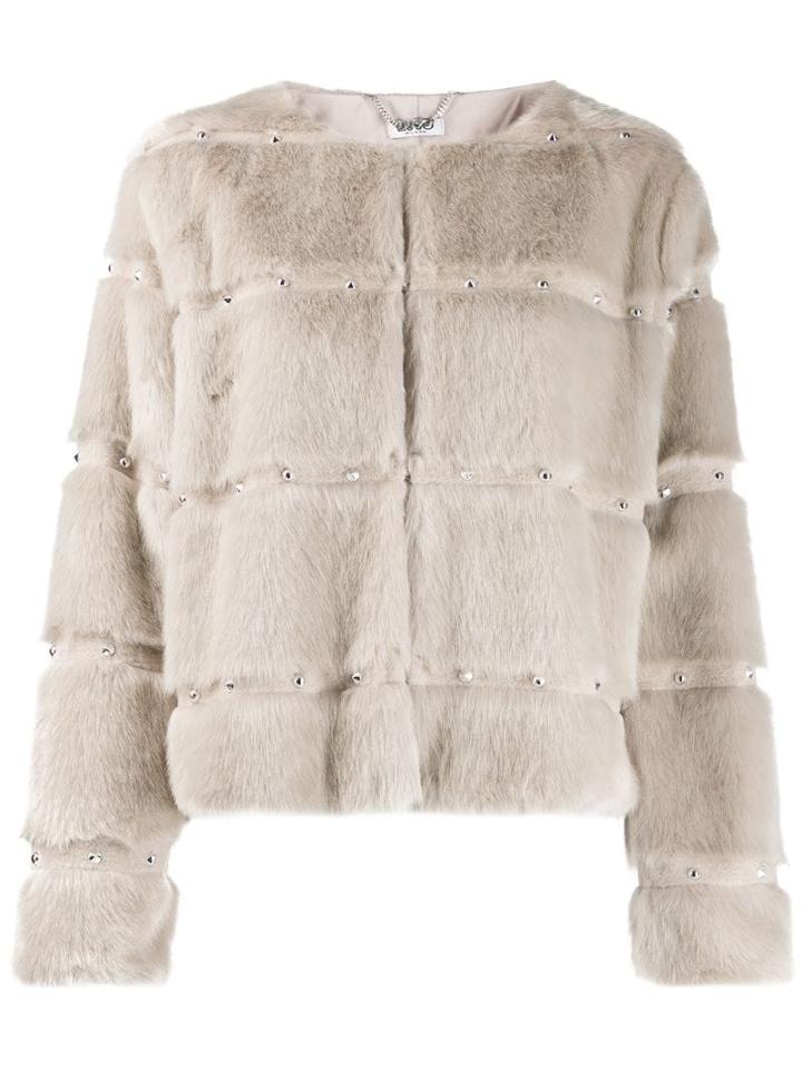 Liu Jo Silver-tone Stud Detail Jacket - Neutrals