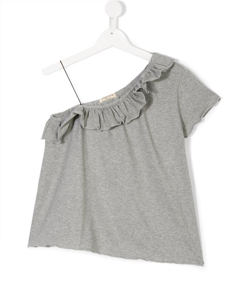 Essence Kids Asymmetric Sleeve Ruffle Top - Grey