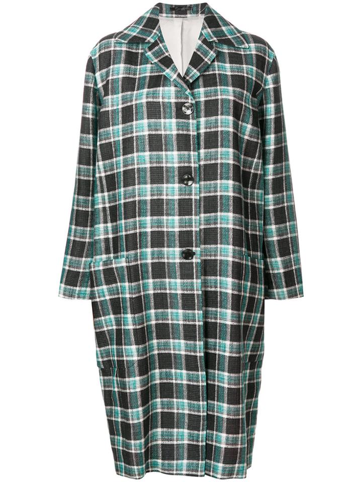 Paul Smith Check Cocoon Coat - Green