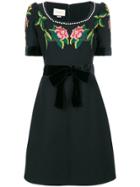 Gucci Floral Embroidered Dress - Black