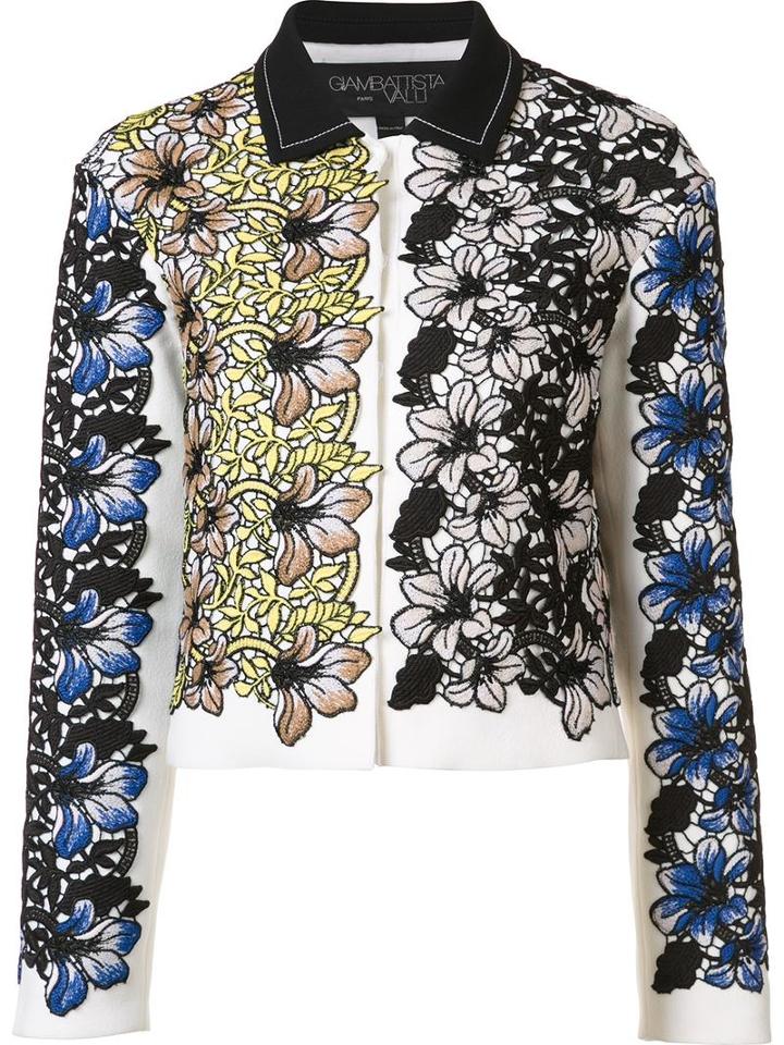 Giambattista Valli Jacquard Cropped Jacket, Women's, Size: 40, White, Viscose/cotton/silk