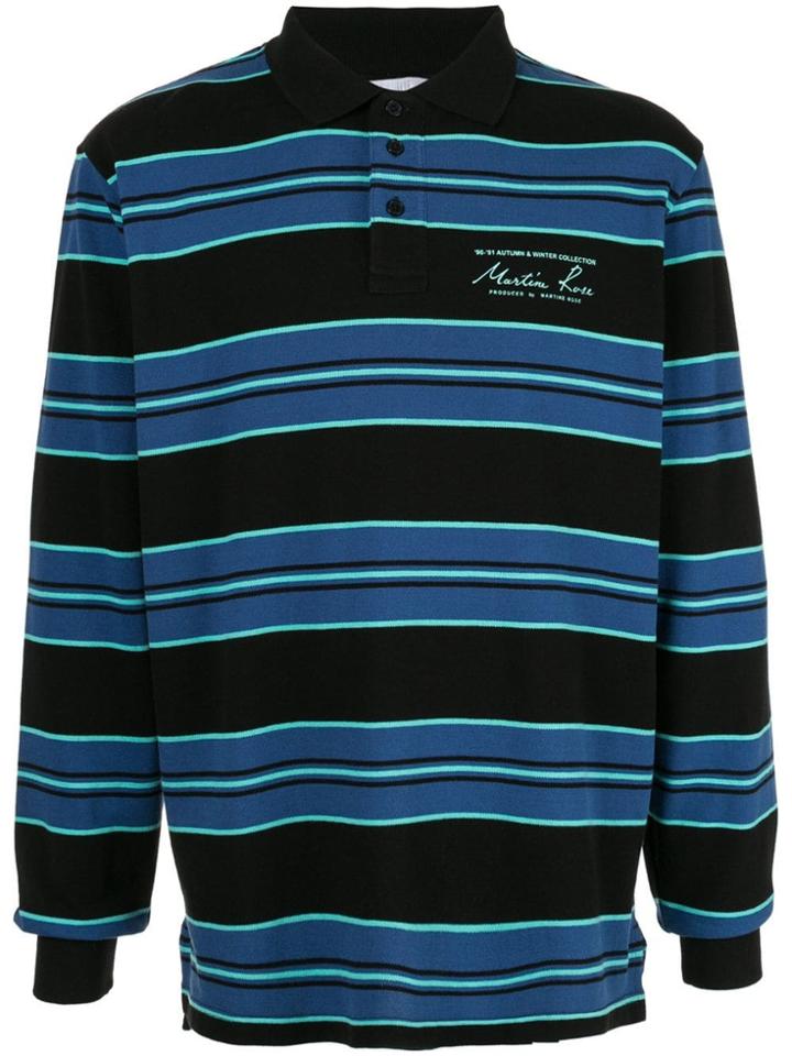 Martine Rose Piqué Striped Polo Shirt - Blue