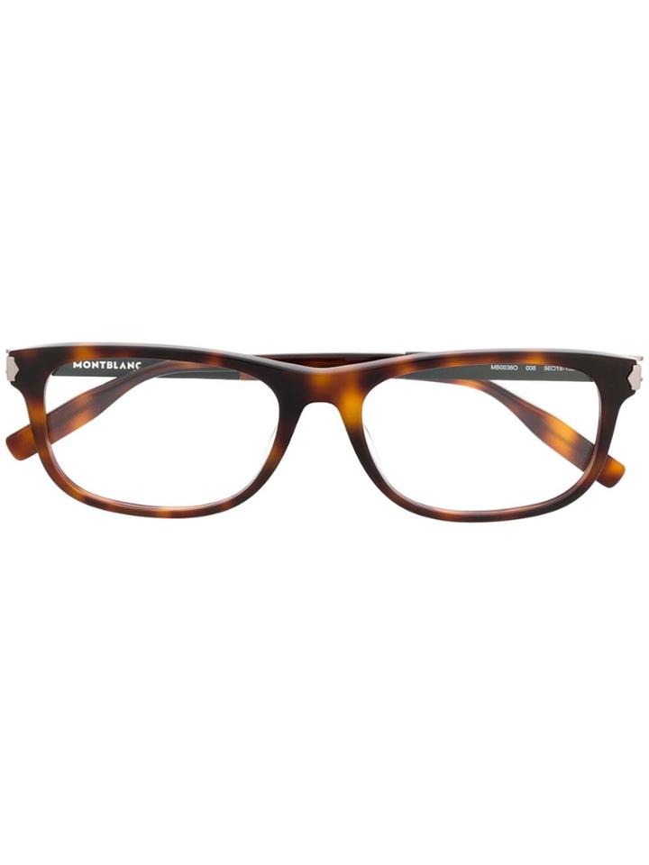 Montblanc Rectangular Frame Glasses - Brown