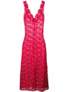 Ermanno Scervino - Embroidered Maxi Dress - Women - Polyester - 44, Pink/purple, Polyester