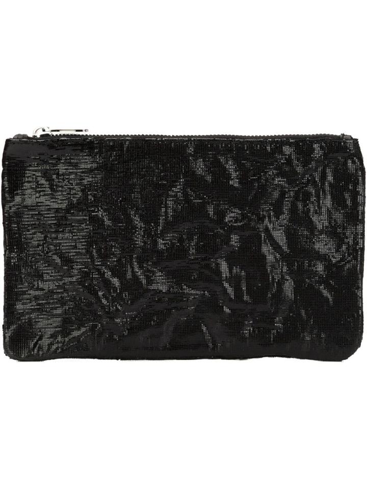 Zilla Varnished Engraved Large Purse - Black
