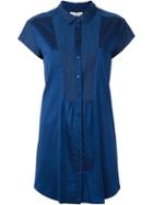 Cotélac Panelled Longline Shortsleeved Shirt, Women's, Size: 1, Blue, Polyester/cotton