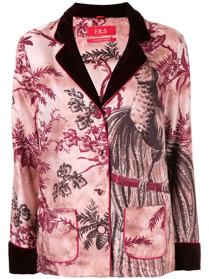 F.r.s For Restless Sleepers Botanical Print Silk Jacket - Red