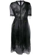 Quetsche Ruched Midi Flared Dress - Black