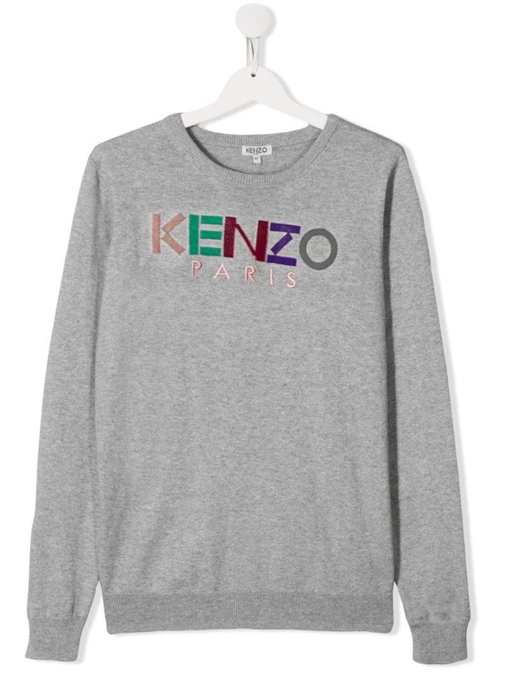 Kenzo Kids Teen Embroidered Logo Jumper - Grey