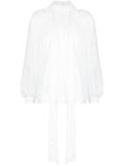 Dries Van Noten Tied Neck Draped Shirt, Women's, Size: 40, White, Cotton