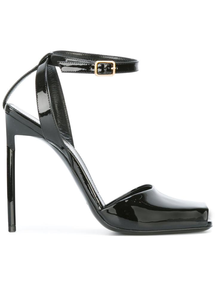 Saint Laurent Edie 110 Peep Toe Sandals - Black