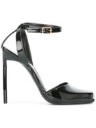 Saint Laurent Edie 110 Peep Toe Sandals - Black