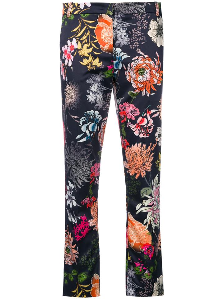 Marc Cain Cropped Floral-print Trousers - Blue