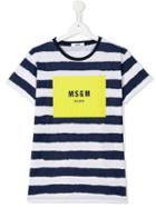 Msgm Kids Striped T-shirt, Boy's, Size: 14 Yrs, Blue