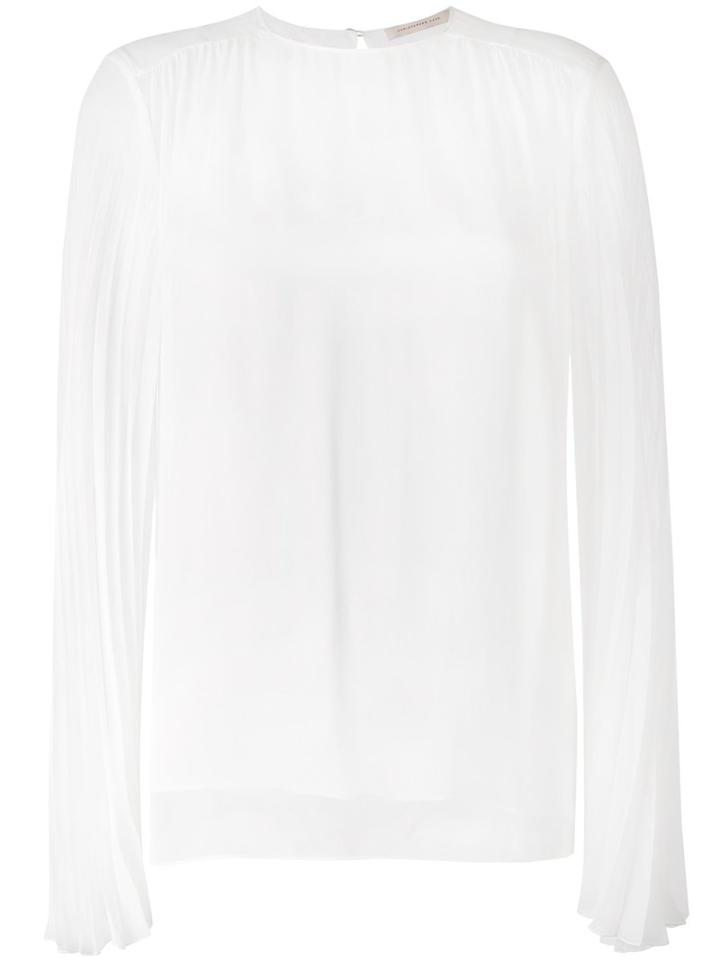 Christopher Kane - Pleated Sleeve Blouse - Women - Silk - 44, White, Silk