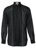 Saint Laurent Pleated Bib Shirt, Men's, Size: 42, Black, Cotton