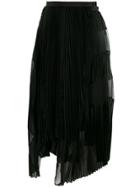 Sacai Micro-pleated Asymmetric Skirt - Black