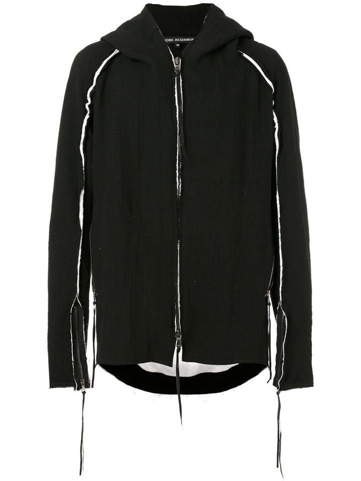 Deconstructed Zipped Hoodie - Men - Cotton/linen/flax/polyester - 50, Black, Cotton/linen/flax/polyester, Cedric Jacquemyn