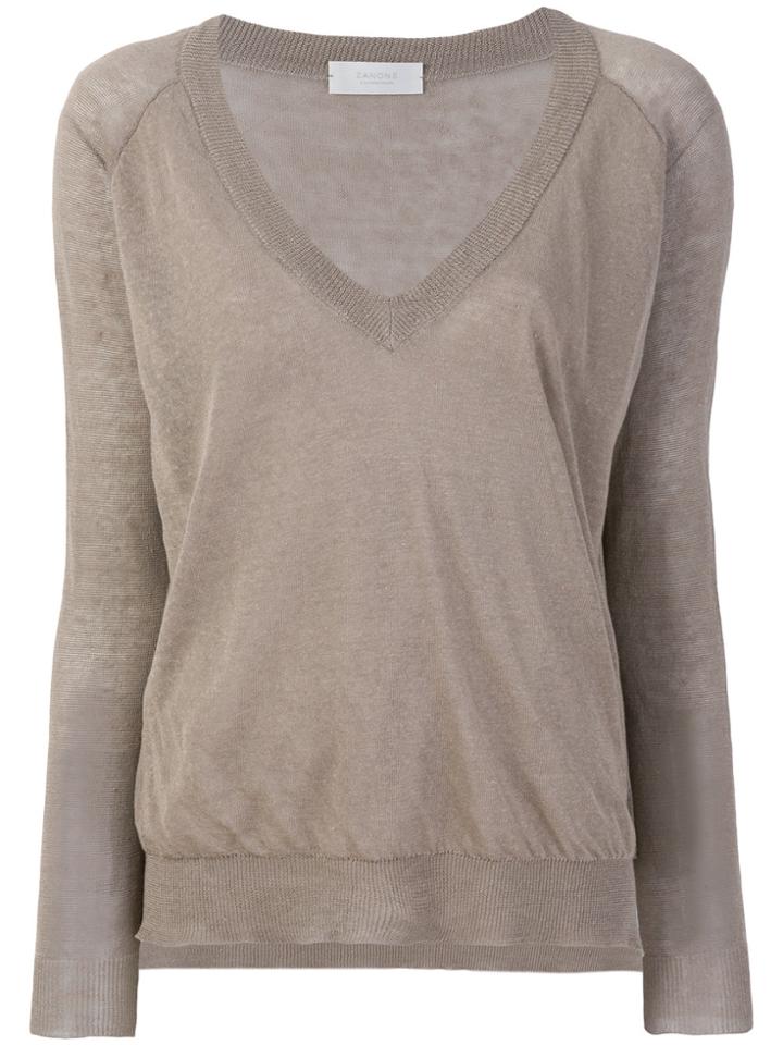 Zanone V-neck Sweater - Nude & Neutrals