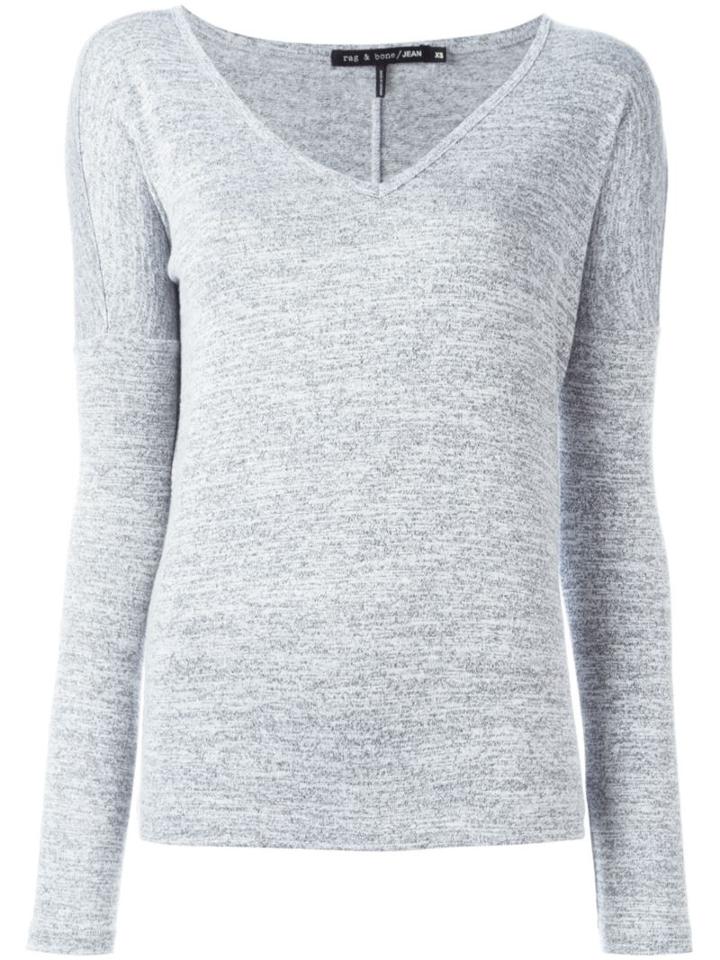 Rag & Bone /jean Long Sleeve V-neck Top, Women's, Size: Xs, Grey, Polyester/spandex/elastane/rayon
