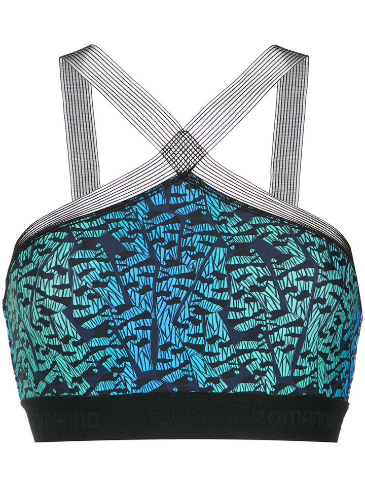 Giuliana Romanno - Printed Cropped Top - Women - Polyamide/spandex/elastane - G, Black, Polyamide/spandex/elastane
