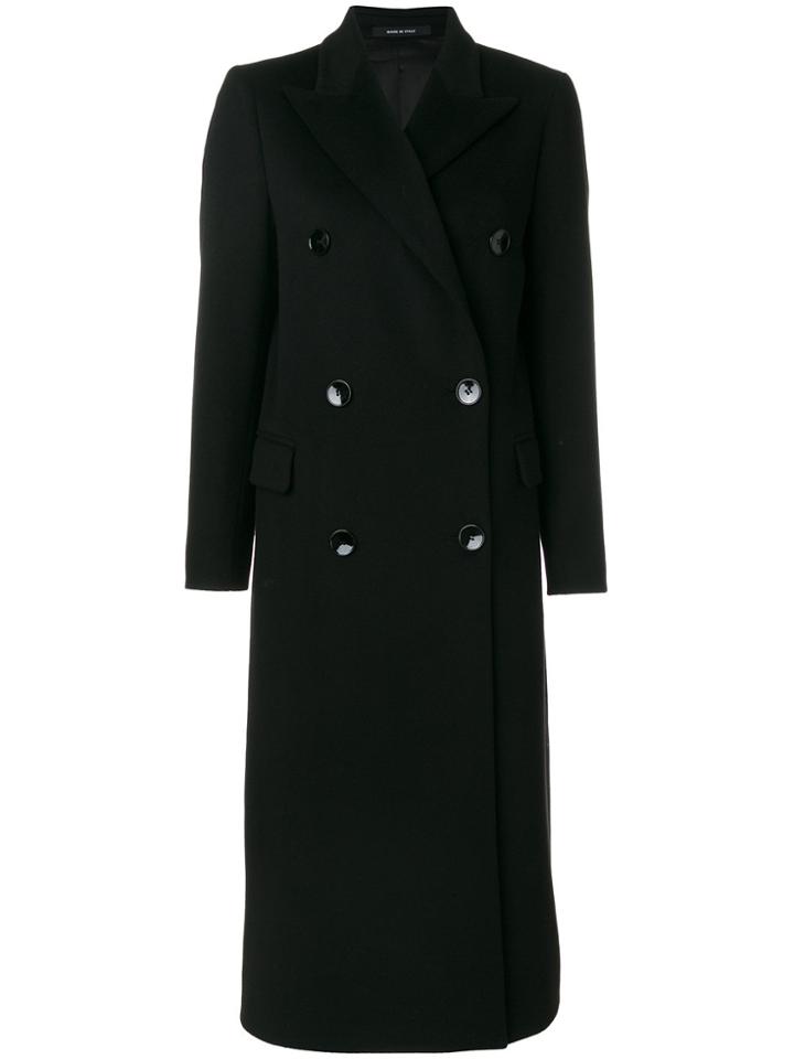Tagliatore Long Double Breasted Coat - Black