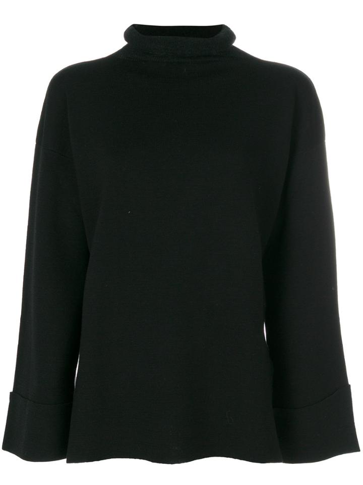 Andrea Ya'aqov Roll Neck Knitted Top - Black