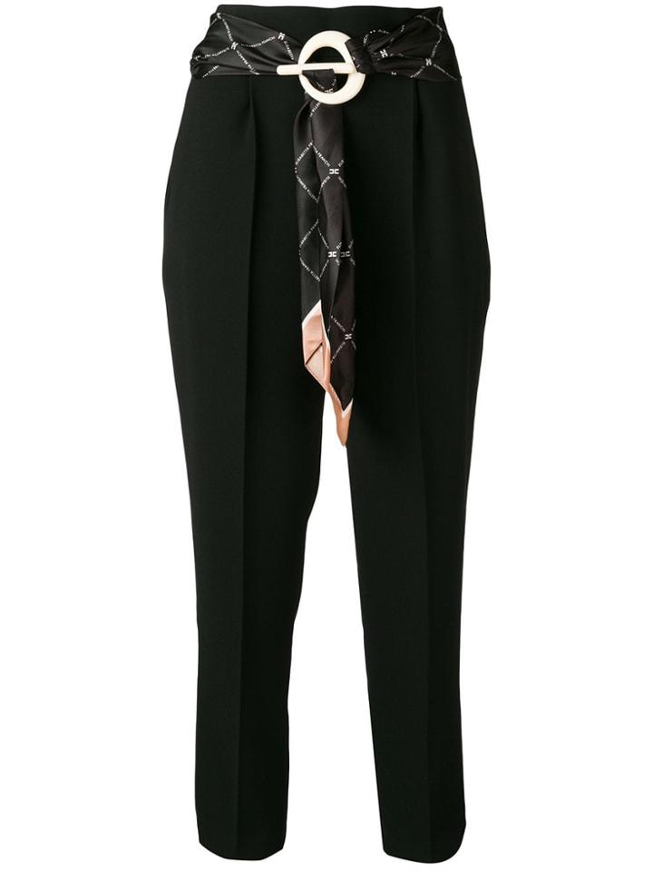 Elisabetta Franchi Pleated Slim-fit Trousers - Black