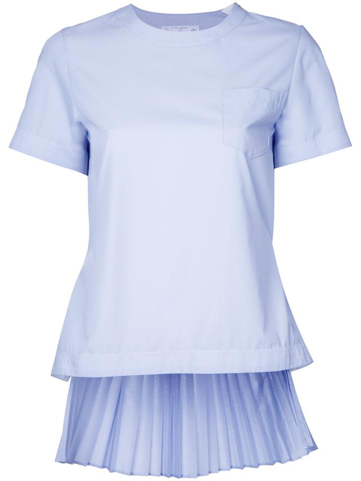 Sacai Back Pleated Blouse, Women's, Size: 2, Blue, Cotton/polyester