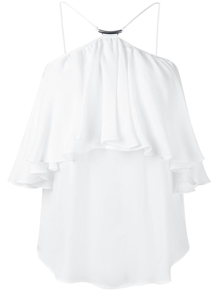 Plein Sud - Halter Ruffle Top - Women - Silk - 38, Women's, White, Silk