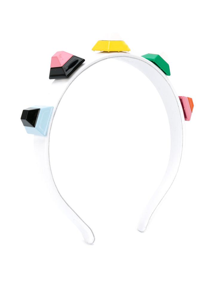 Fendi Kids - Studded Headband - Kids - Calf Leather - One Size, Girl's, White
