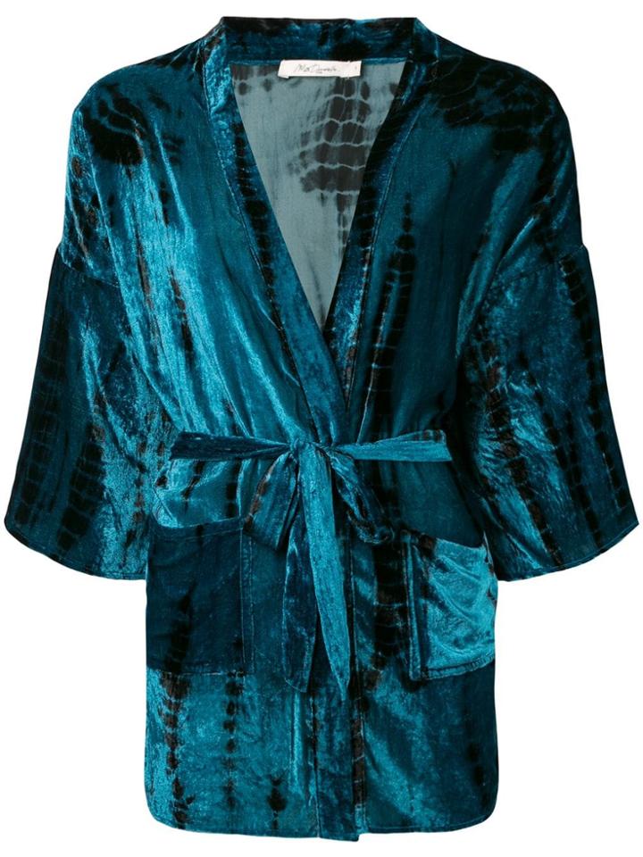 Mes Demoiselles Belted Short-sleeve Cape - Blue