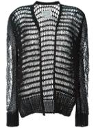 Maison Margiela Loose Knit Cardigan, Women's, Size: S, Black, Cotton/polyamide