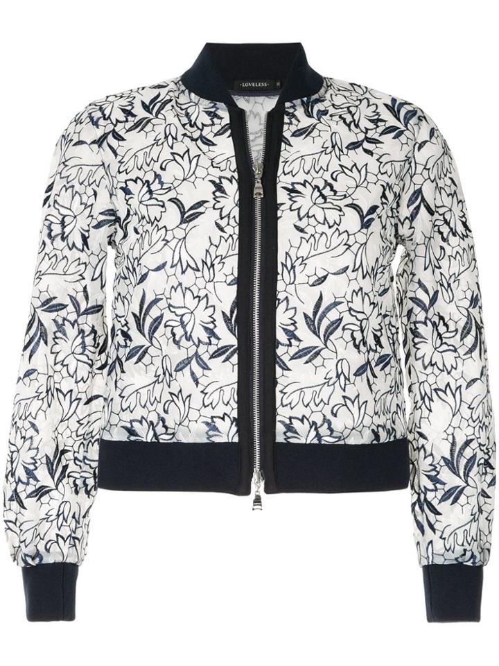 Loveless Floral Printed Bomber Jacket - Blue