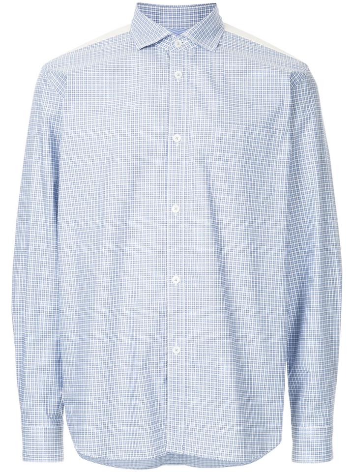 Junya Watanabe Comme Des Garçons Man Gridded Patch Detail Shirt - Blue