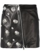 Versus Lion Head Leather Skirt, Women's, Size: 38, Black, Polyester/lamb Skin