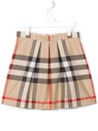 Burberry Kids Pleated Check Skirt, Girl's, Size: 14 Yrs, Nude/neutrals