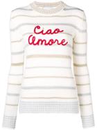 Giada Benincasa Ciao Amore Lurex Stripe Sweater - White