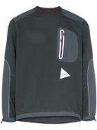 And Wander Logo Print Windbreaker Top - Grey