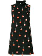 Au Jour Le Jour Ruffle Neck Embellished Dress - Black