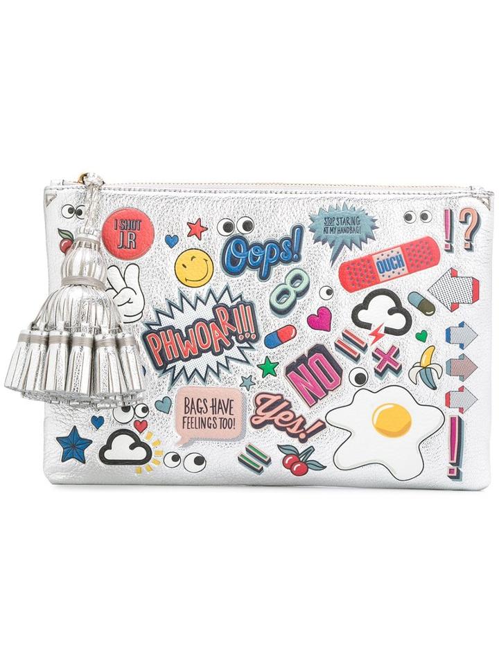 Anya Hindmarch Georgiana Stickers Clutch, Women's, Leather