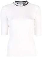 Proenza Schouler Pswl Logo Knit Short Sleeve Crewneck Top - White