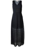 Michael Michael Kors Dotted Layered Long Dress, Women's, Size: 4, Blue, Polyester