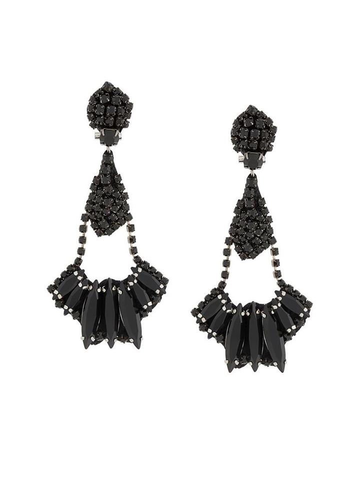 Radà Stone Embellished Pendant Earrings, Women's, Black